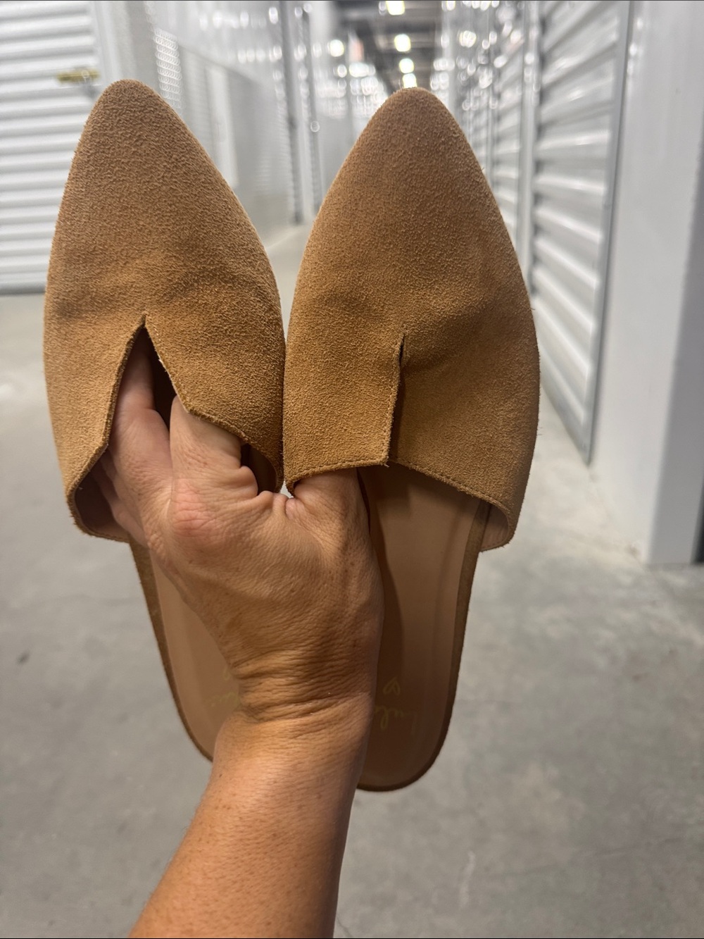 Lulu’s Suede Tan Slides, 10 - Picture 2 of 4